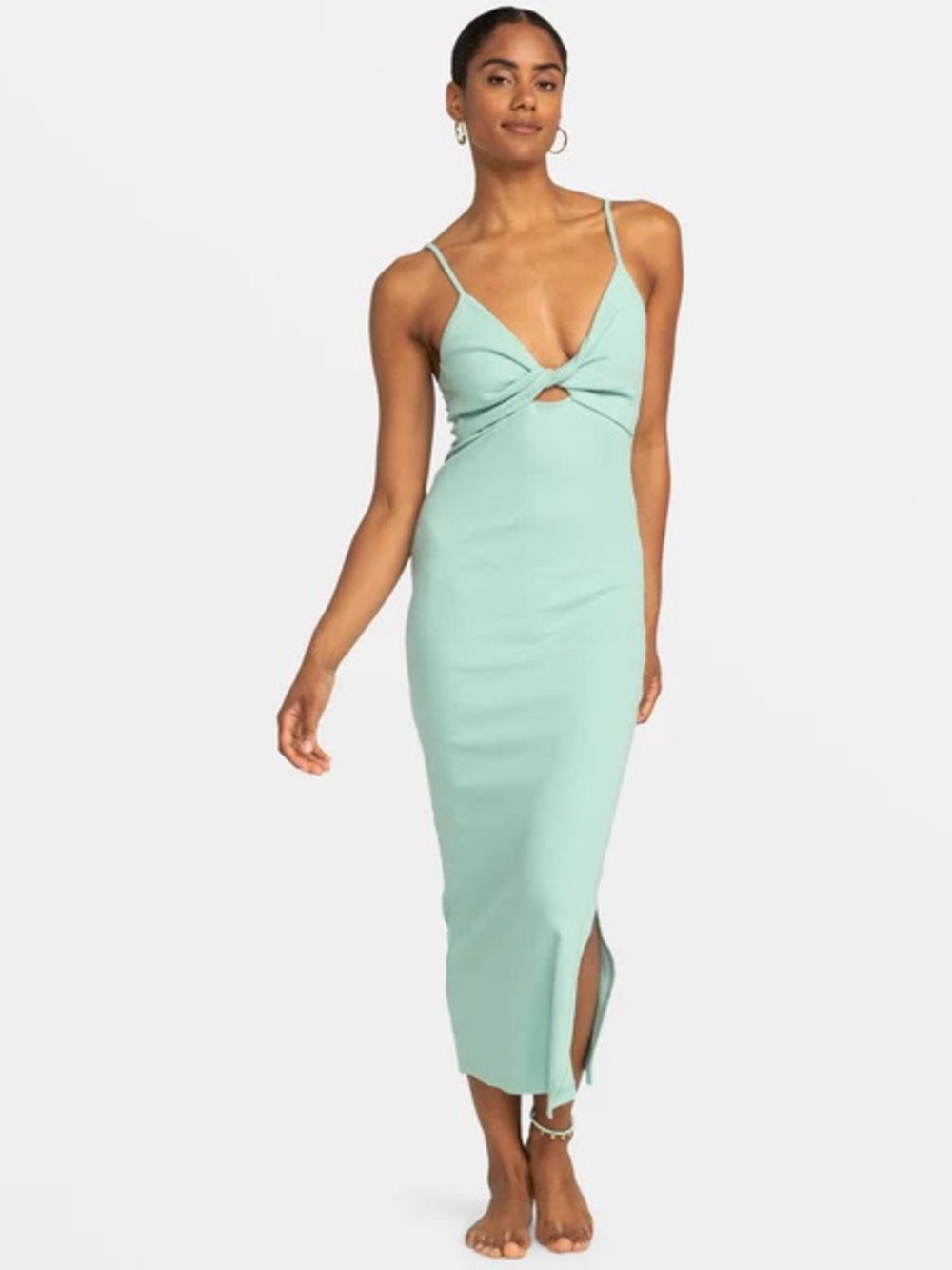 Roxy Wavey Lady Seafoam Midi Dress - Size Large